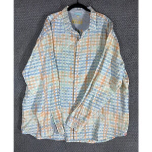 Tommy Bahama Men's 3XL Long Sleeve Shirt Linen Vibrant Pastels Plaid